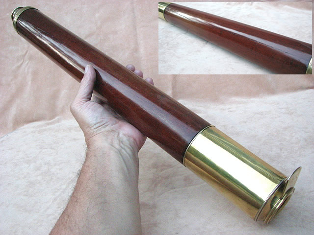 Late 18th or early 19th century mahogany barreled ships telescope by Dollond